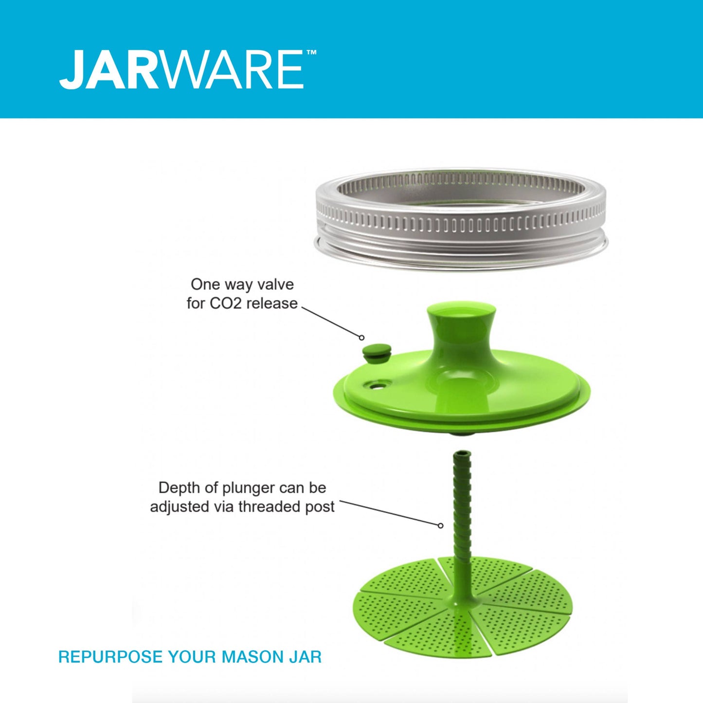 Jarware Nylon Fermentation Lid For Wide Mouth Mason Jars
