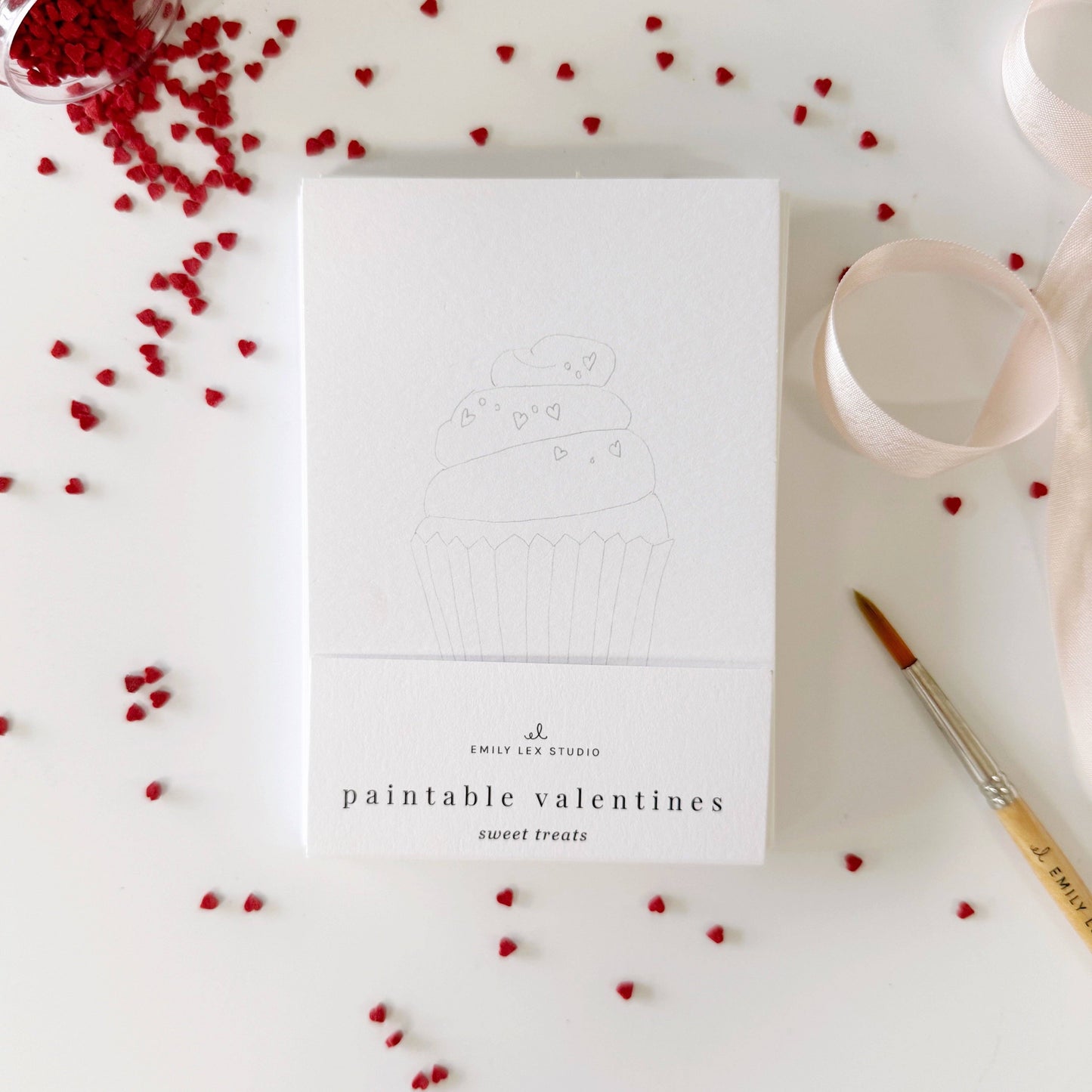 paintable watercolor notecard set Sweet treats valentines