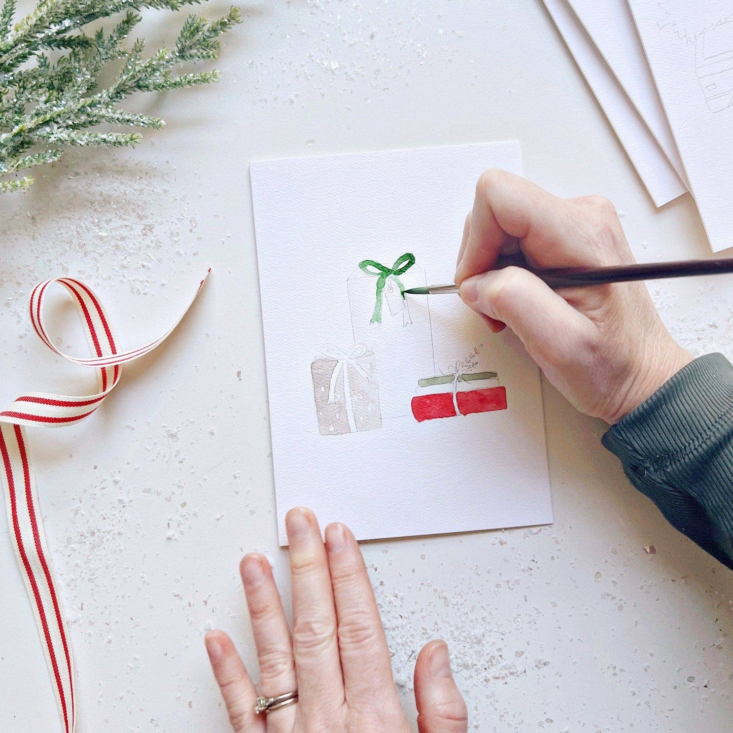 paintable watercolor notecard set Christmas cheer