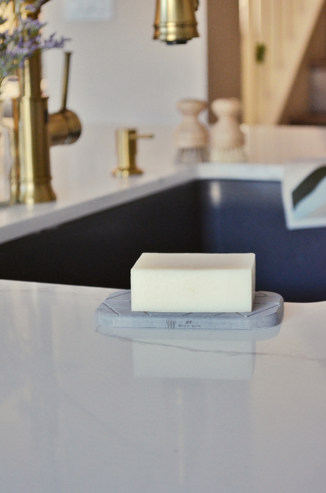 Geometric Quick-Dry Diatomite Soap Dish | Zero Waste | Eco: Light Gray
