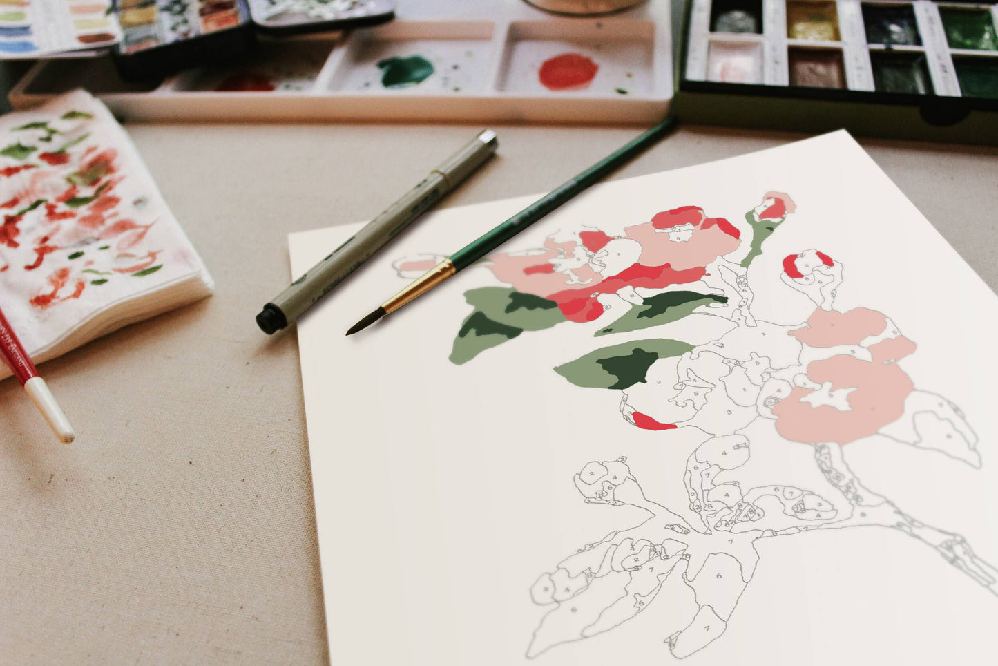 Cherry Blossoms Paint-By-Numbers kit