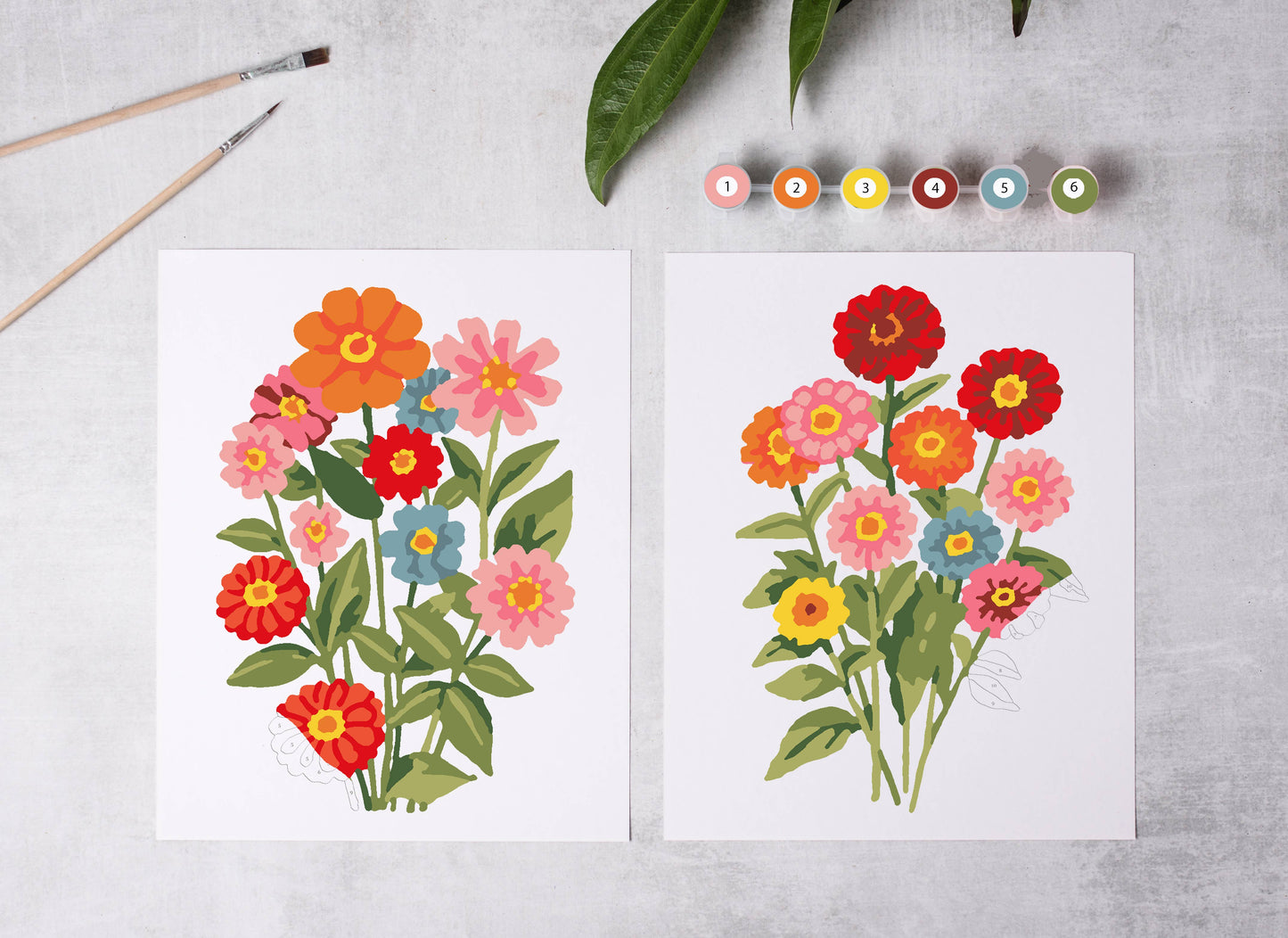 Paint-By-Numbers kit Zinnia Blooms
