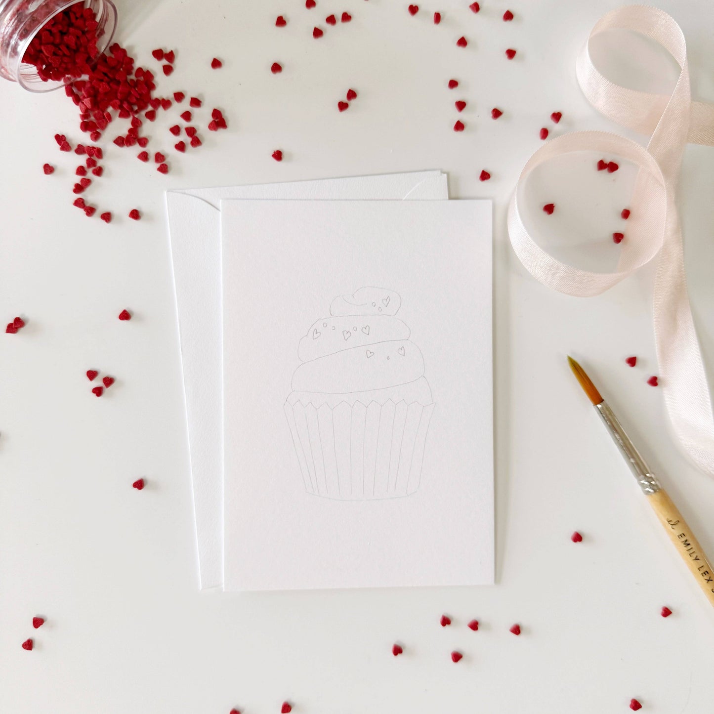paintable watercolor notecard set Sweet treats valentines