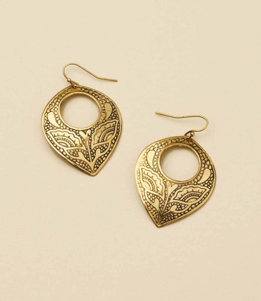 Yashi Embossed Statement Earring - Gold