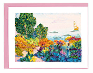 Artist Series - Quilled Two Women by the Shore, Mediterranean, Cross Greeting Card