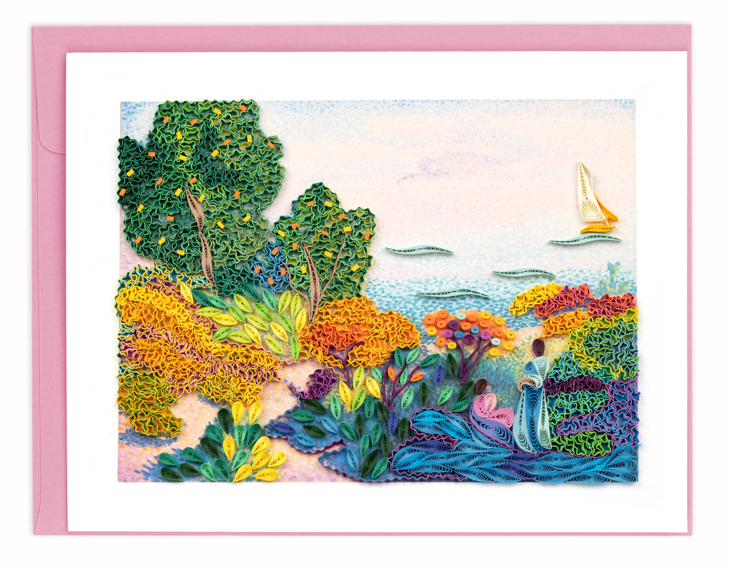 Artist Series - Quilled Two Women by the Shore, Mediterranean, Cross Greeting Card