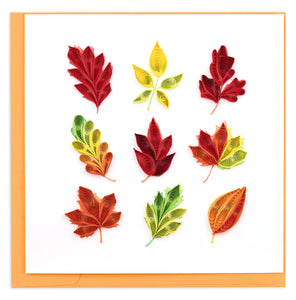 Quilled Fall Foliage Leaves Greeting Card