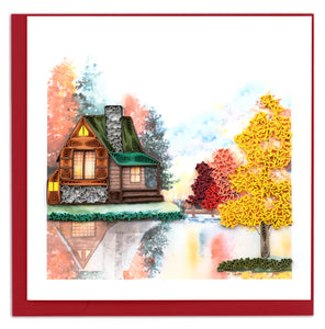 Quilled Cozy Autumn Cabin Greeting Card