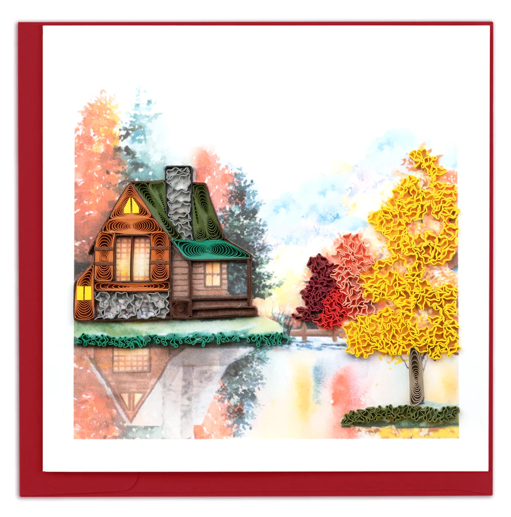 Quilled Cozy Autumn Cabin Greeting Card