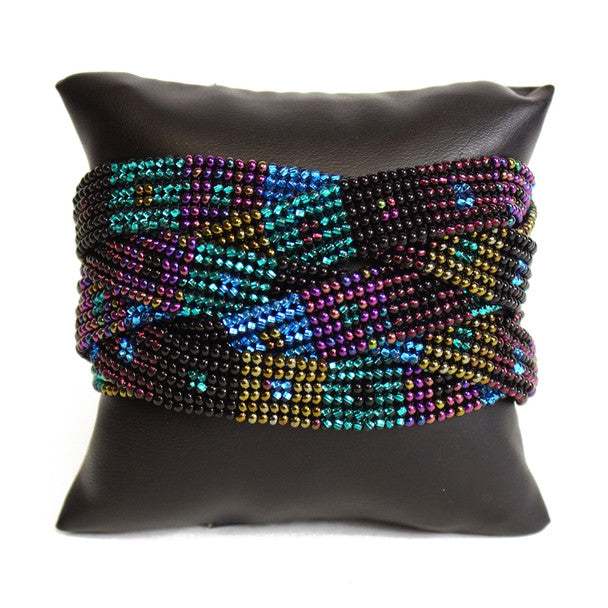 Five Bands Jewel Tones Crystal & Glass Bracelet