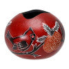 Cardinal Red Gourd Vase Vessel Bowl 3.5" Hand Carved Peru