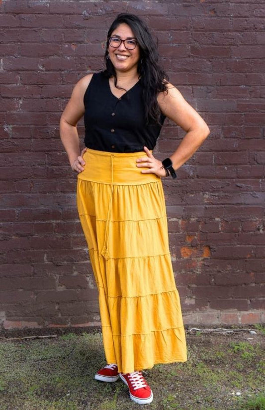 Cotton Tiered Maxi Skirt