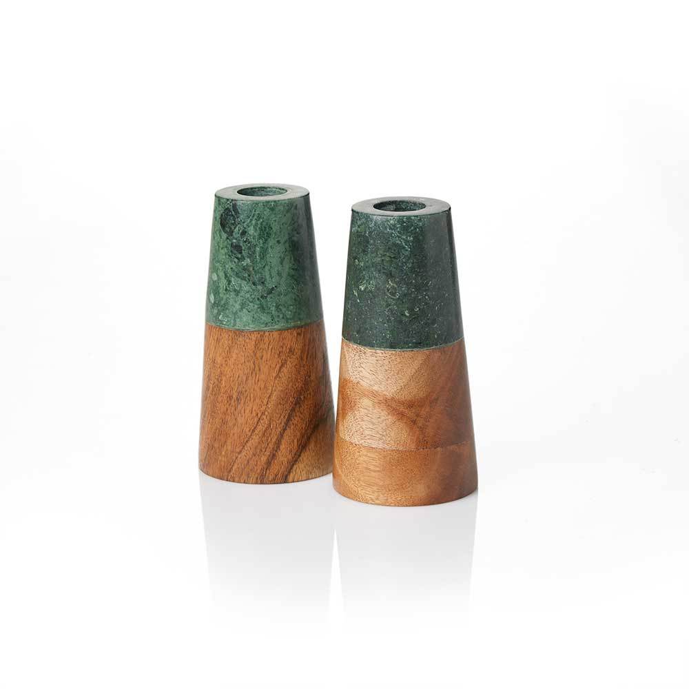 Evergreen Reversible Candleholders- Set of Two