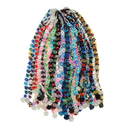 Daisy Bugle Colorful Glass Beads Bracelet