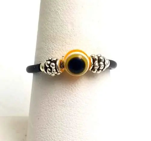 Hand Fired Divine Eye Silver Adjustable Coucho Rings