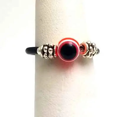 Hand Fired Divine Eye Silver Adjustable Coucho Rings