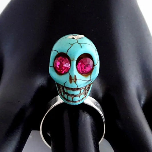 Ring Day of the Dead Stone Skull