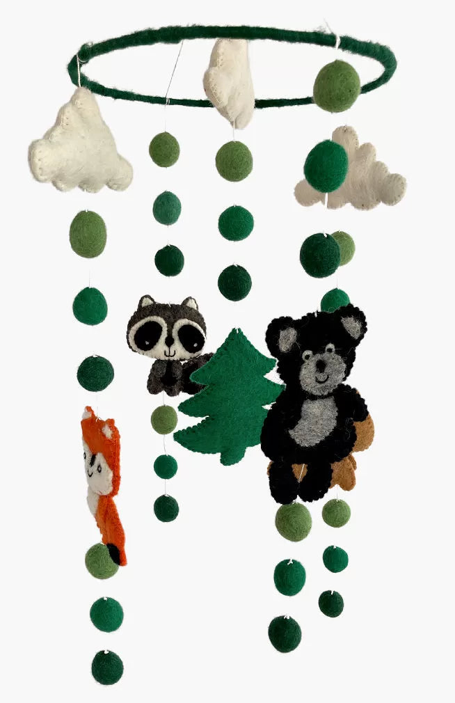 Forest Animal Felt Ball - Mobile