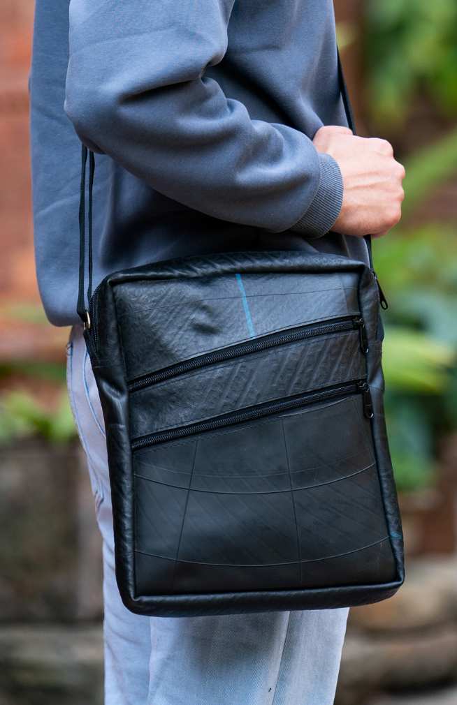 Recycled Rubber Travel Bag w/ Shoulder Strap