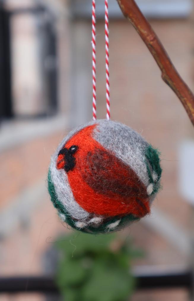 Felt Cardinal Ball Ornament