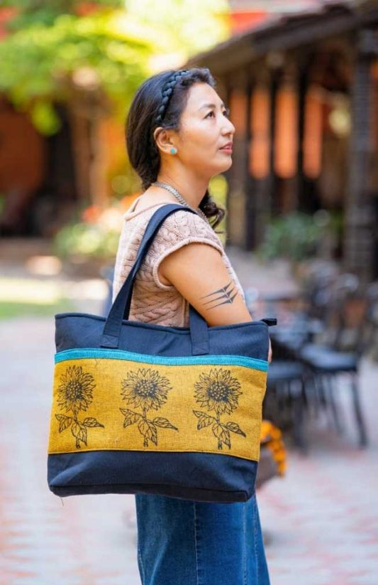 Tote Bag with Block Printing