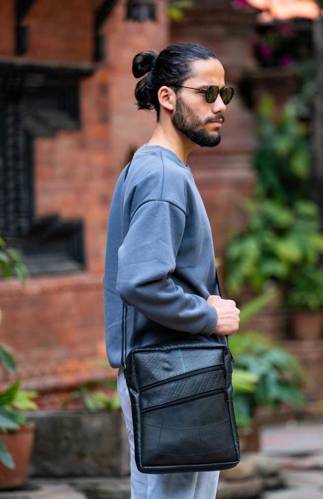Recycled Rubber Travel Bag w/ Shoulder Strap