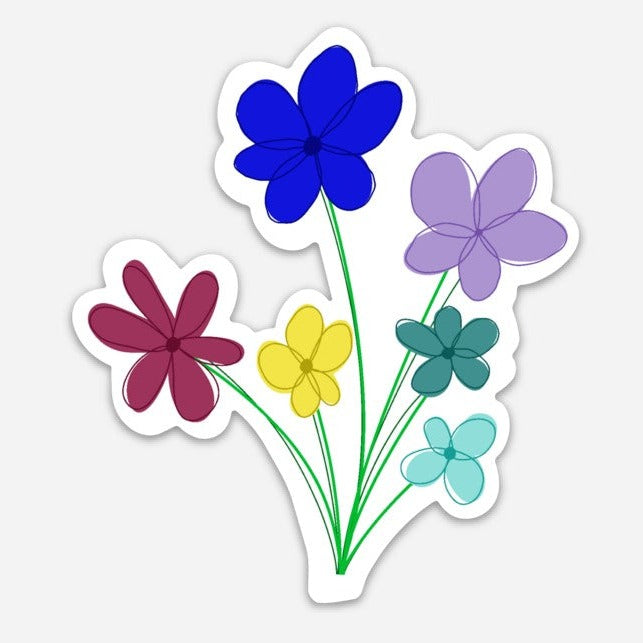 Custom Rainbow Flower Sticker