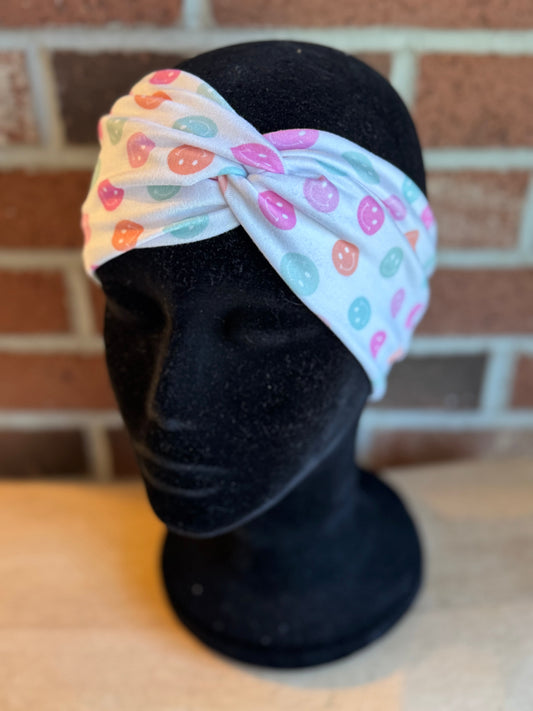 Multicolored smiley face headband