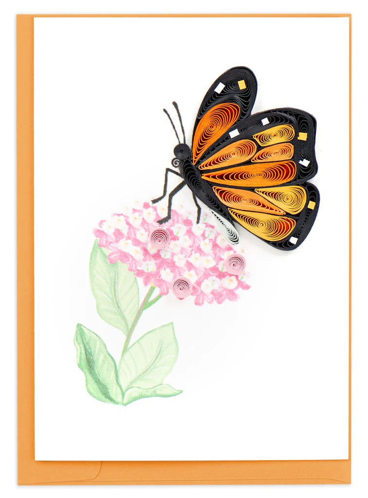 Quilled Monarch Milkweed Butterfly Gift Enclosure Card