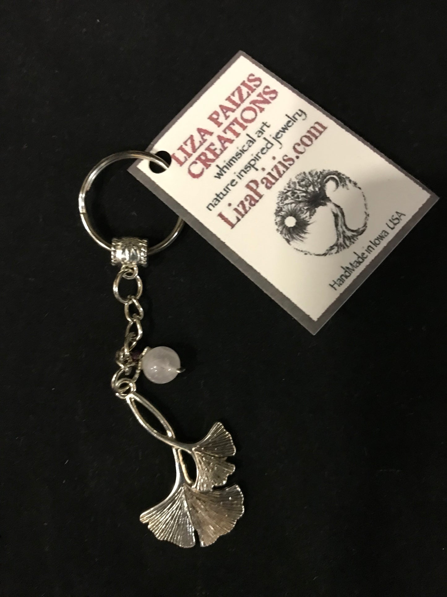 Liza Paizis Ginko Rose Quartz Keychain