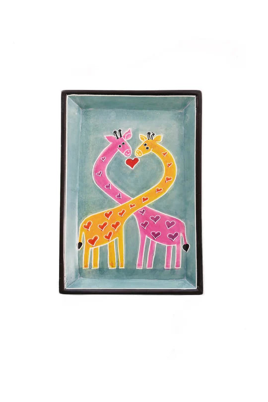 Giraffe Lovers Rectangular Soapstone Tray
