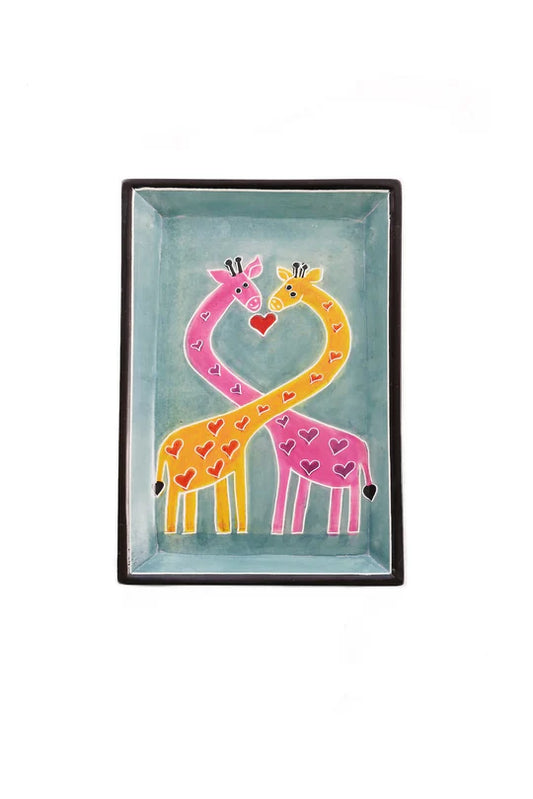 Giraffe Lovers Rectangular Soapstone Tray