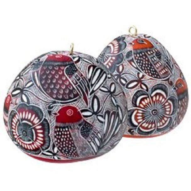 Gourd Multi-Colored Fine Primavera Ornament- Birds & Flowers