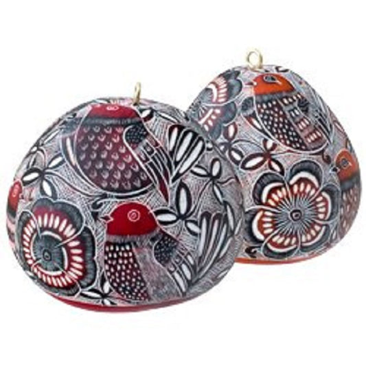 Gourd Multi-Colored Fine Primavera Ornament- Birds & Flowers