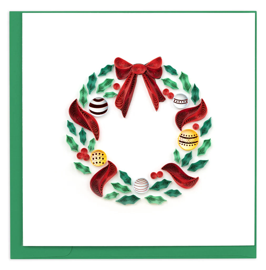 Holiday Wreath with Ornaments Greeting Card