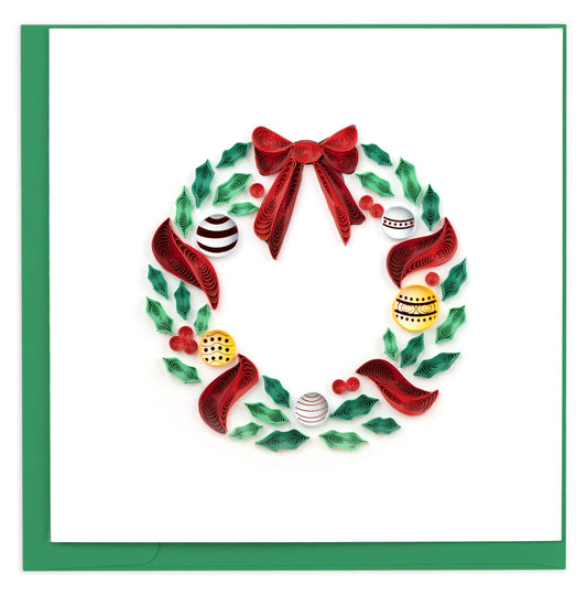 Holiday Wreath with Ornaments Greeting Card