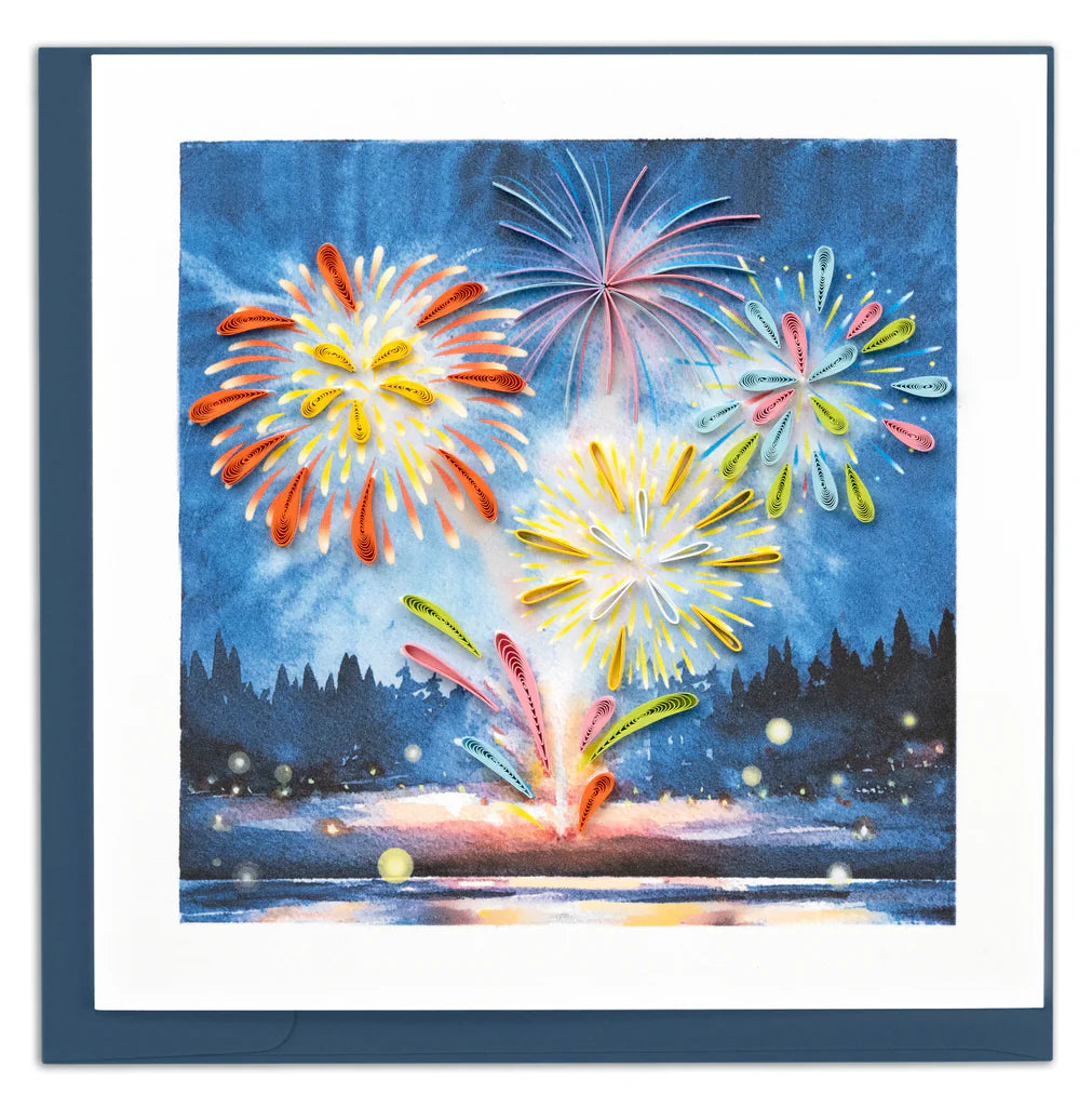 Quilled Fireworks Display Greeting Card