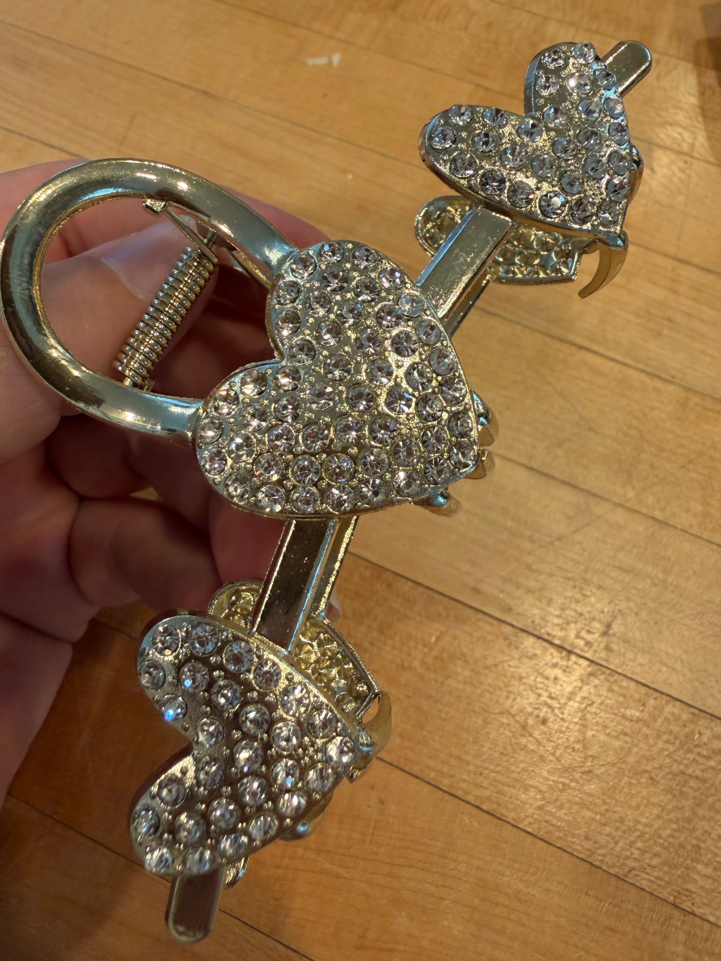 Bling hearts hair claw clip