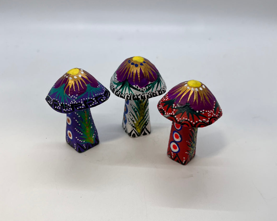 Wood Carved Mushroom Alebrijes