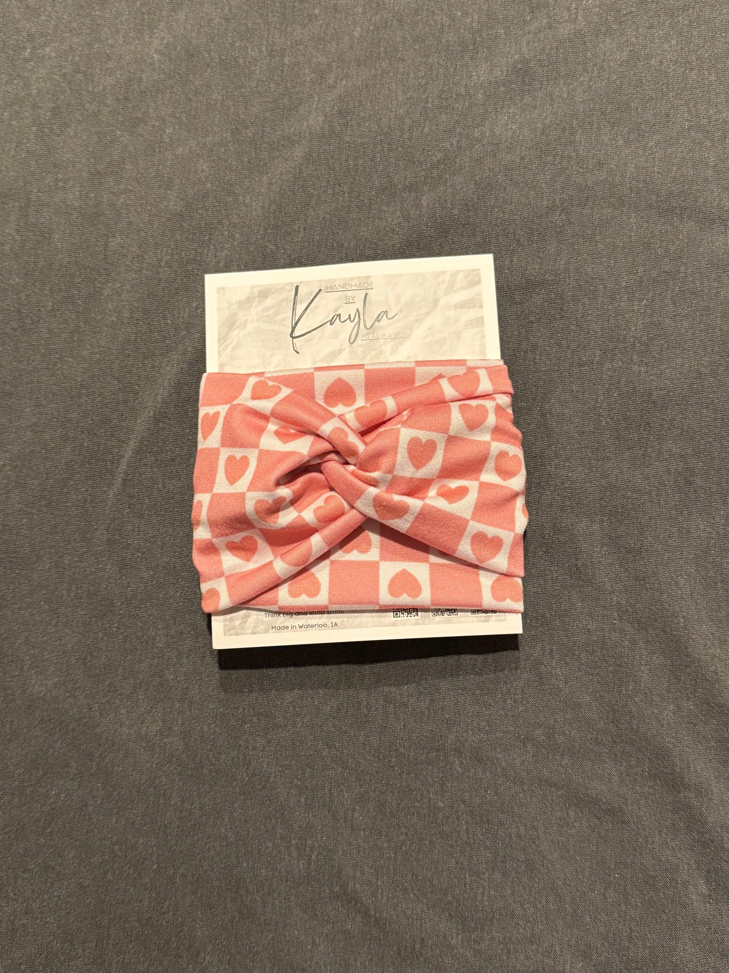 Checkered heart headband