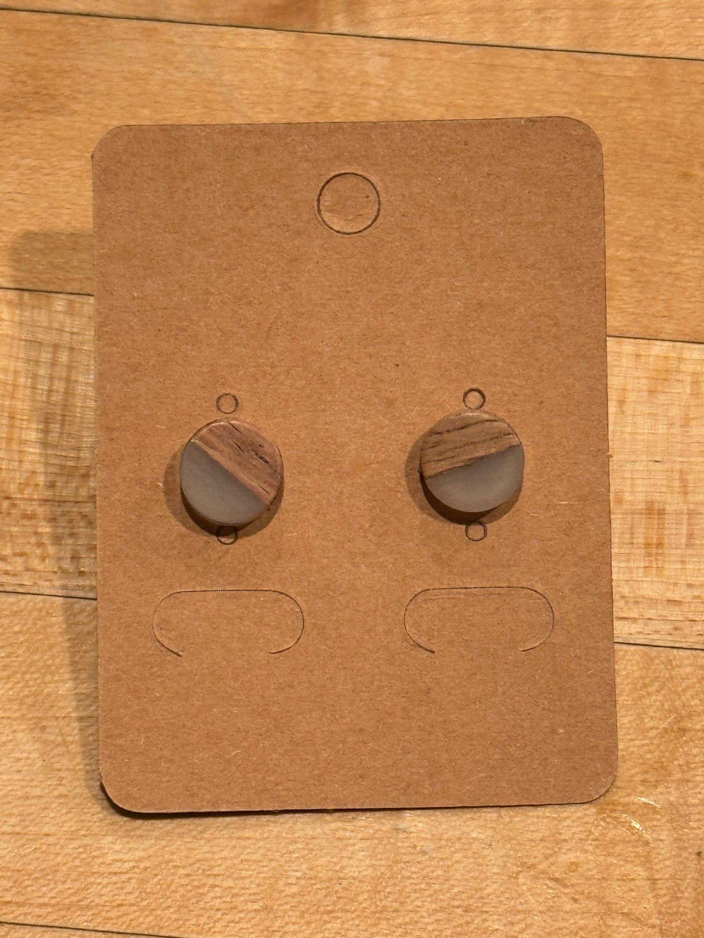 medium circle wood earring, white translucent