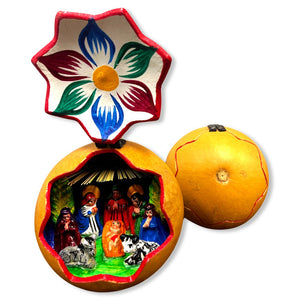 Gourd Nativity Ornament with Scene Inside