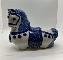 Load image into Gallery viewer, Horse blue &amp; white hand painted designs by Nora Fenton
