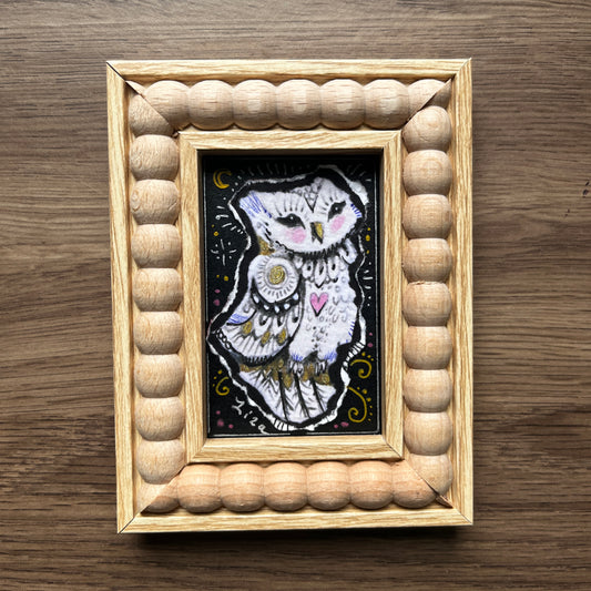 Liza Paizis Owl hand embellished framed print 'Bella'