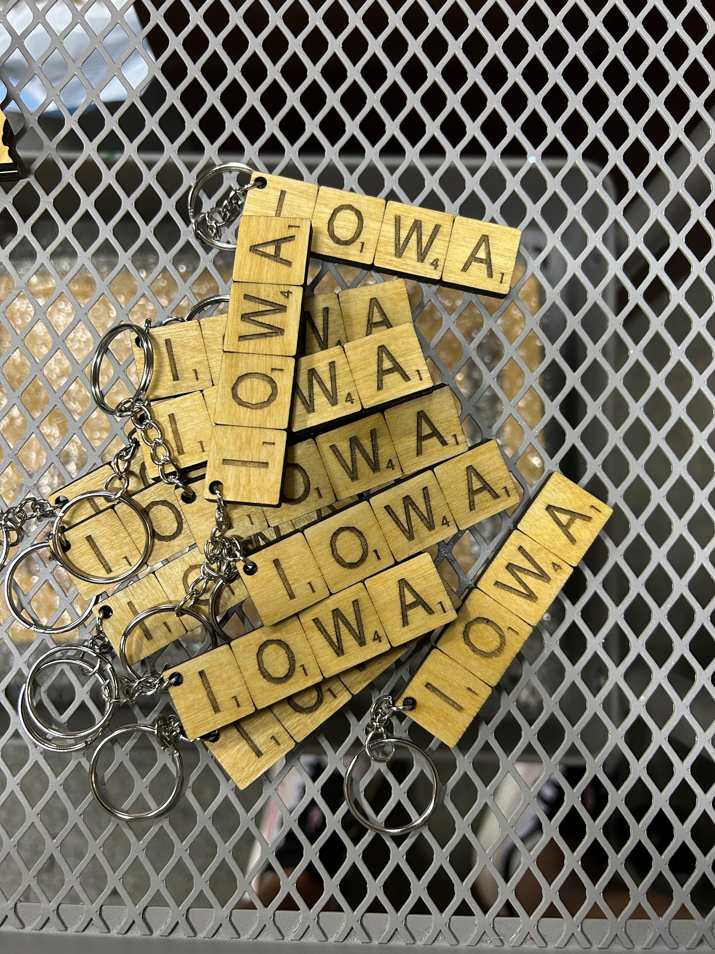Scrabble Iowa Keychains
