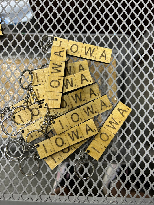 Scrabble Iowa Keychains