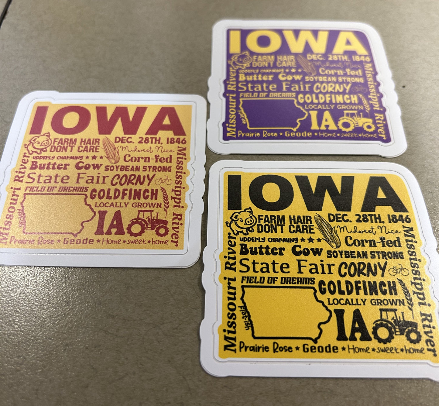 Retro Iowa Sticker Collage Iconic State symbols