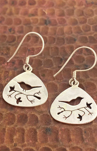 Bird Cut-Out Sterling Silver Earrings