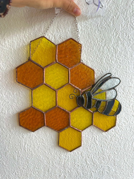 Stained glass Bee/Honeycomb