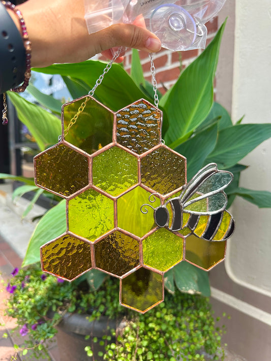 Stained glass Bee/Honeycomb